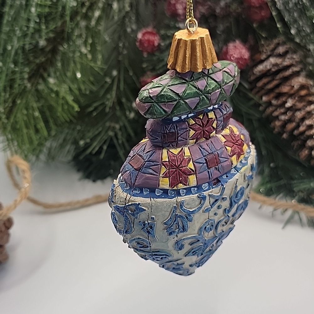 Jim Shore Heartwood Creek Colorful Hanging Tree Ornament Blue Swirl Design 2004
